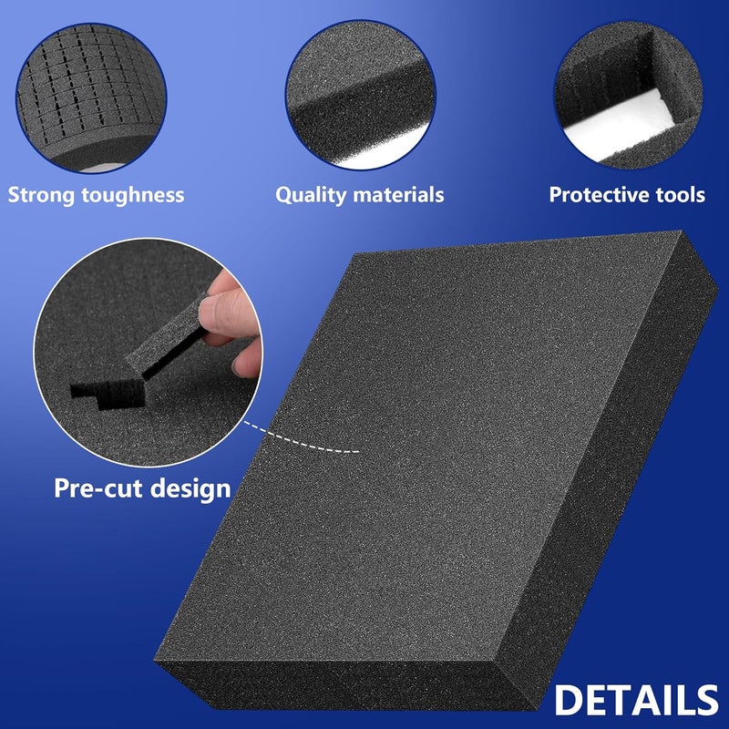 DECOHS 6 Pcs Pick Apart Foam Insert- 2 Sizes Pick and Pluck Foam- Pluck Pre Cube Sheet Foam with Bottom Use for Toolbox Game Box Cases Storage Drawer - Image 3
